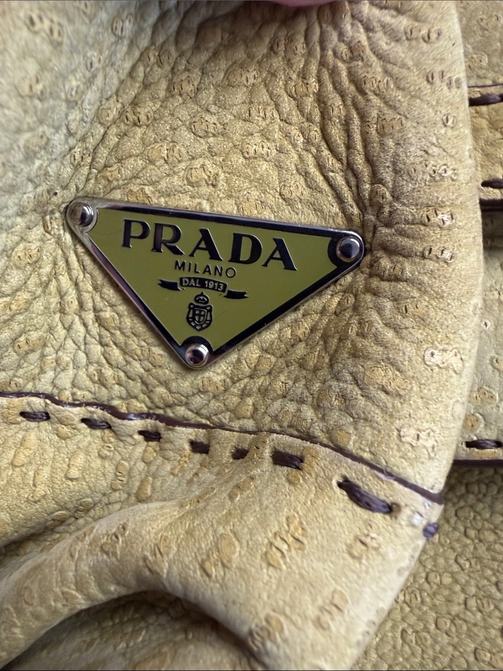Prada Vintage Olive Green Textured Leather Shoulder Bag Y2K - Picture 10 of 12